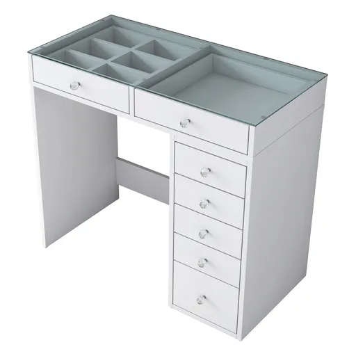 Masa de machiaj, Hanah Home, BJ107, 90x79.8x44.5 cm, Alb