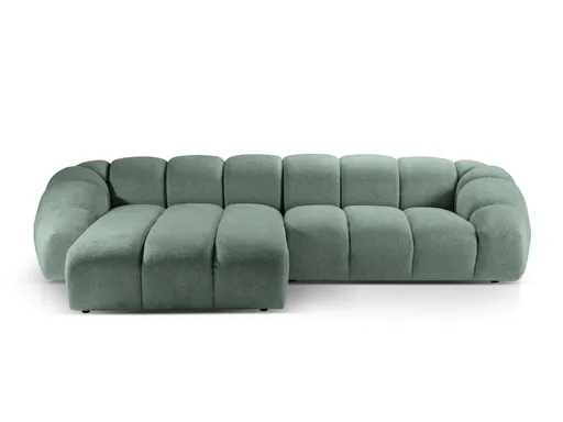 Coltar stanga 4 locuri, Diana-192, Micadoni Home, 334x182x72 cm, catifea structurata, verde menta