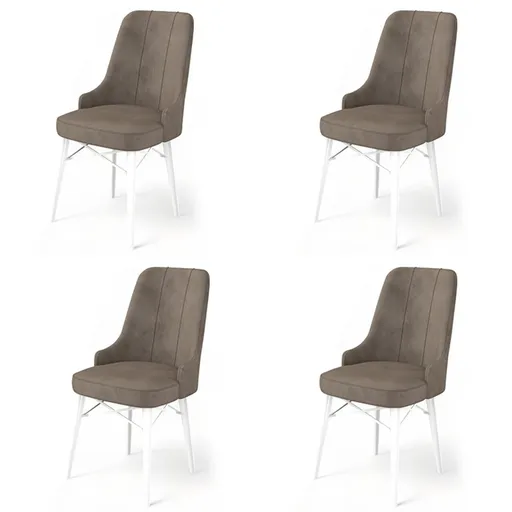 Set scaune 4 piese, Hanah Home, Pare, Cappuccino / Alb