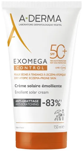 A-DERMA Cremă protectoare emolientă SPF 50+ Exomega Control (Emollient Solar Cream) 150 ml