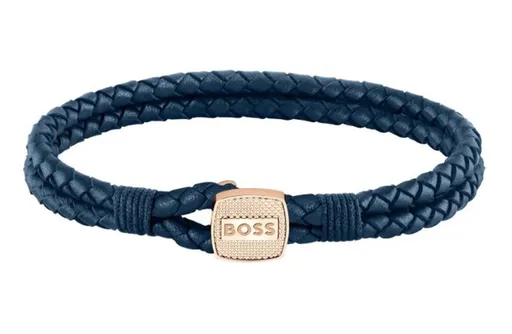 Hugo Boss Brățară împletită din piele albastră Seal 1580668 17,5 cm