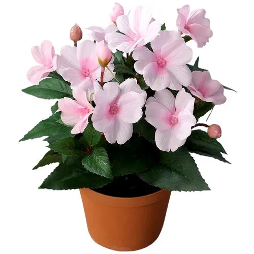 Floare artificială Impatiens în ghiveci, roz, 24 cm, roz