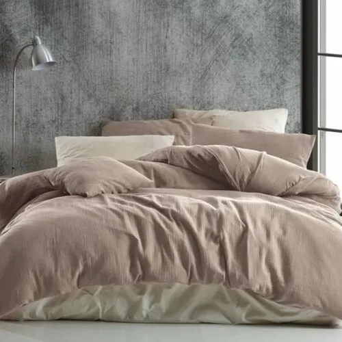 Lenjerie de pat Kvalitex Muselină bej , 220 x 200cm, 2 buc 70 x 90 cm, bej, 220 x 200 cm, 2 buc. 70 x 90 cm