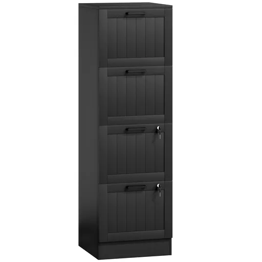 HOMCOM Comodă pentru Documente cu 4 Sertare, Șină Reglabilă, 2 Chei și 2 Încuietori, 40x40x131 cm, Negru | Aosom Romania