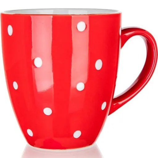 Cană ceramică Banquet, tip balon, 400 ml, roşu cubu line