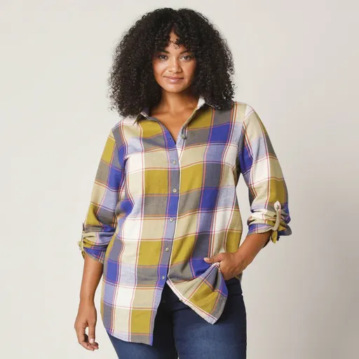 Cămașă lungă din flanel în carouri