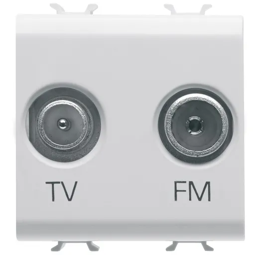 Priza 2 module TV+FM Gewiss Chorus GW10381, alb