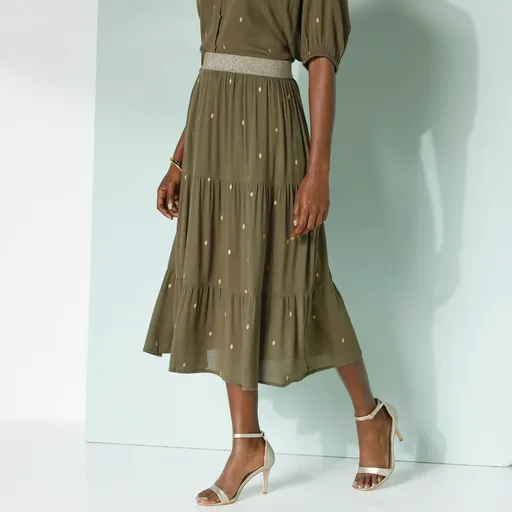 Fustă cu imprimeu auriu