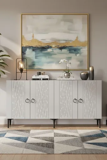 Consola, Hanah Home, Rain 150, 150x75x32 cm, PAL , Alb