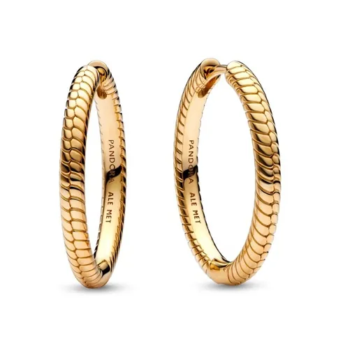 Pandora Cercei rotunzi placați cu aur Piele de șarpe Shine Moments 269532C00