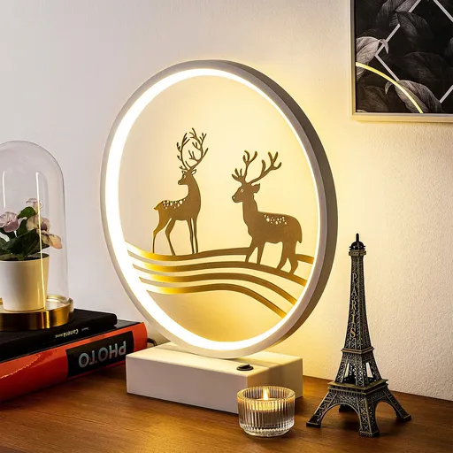 Lampa de masa, Opviq, 526SHD1144, Alb/Auriu