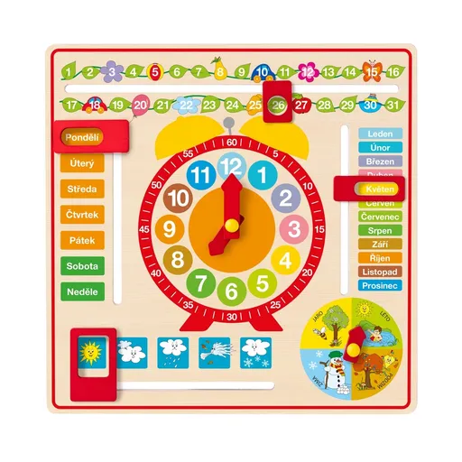 Calendar multifuncțional cu ceas Woody , 36 x 36 cm