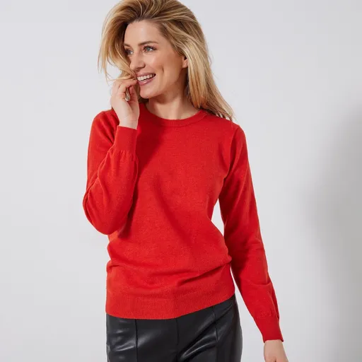 Pulover cu gât rotund, din lână de miel