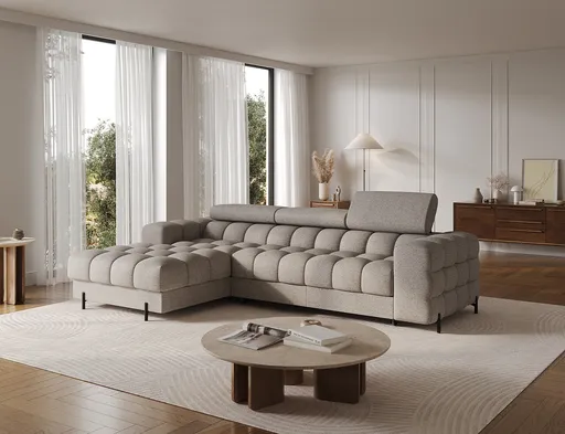 Coltar extensibil stanga 3 locuri ELTAP, LT-20ROY, Felro, 285x181x93 cm, lemn/poliester, bej