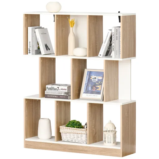 HOMCOM Bibliotecă din Lemn cu 3 Rafturi, Dimensiuni 100x30x124cm, Design Elegant pentru Organizare și Depozitare | AOSOM România