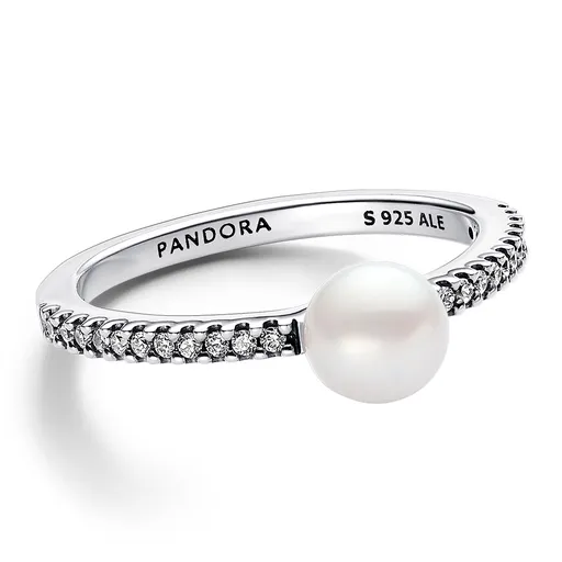 Pandora Inel strălucitor din argint cu perlă autentică Timeless 193158C01 52 mm