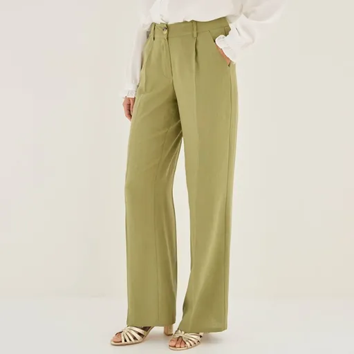 Pantaloni largi, aerisiți, din amestec de in