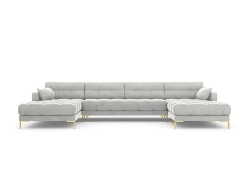 Canapea panoramica 6 locuri, Mamaia, Micadoni Home, GL, 383x185x75 cm, catifea, argintiu