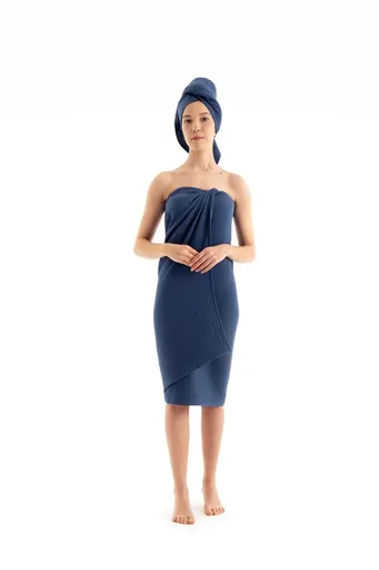 Set prosoape, L'essentiel Maison, Muslin, Albastru navy