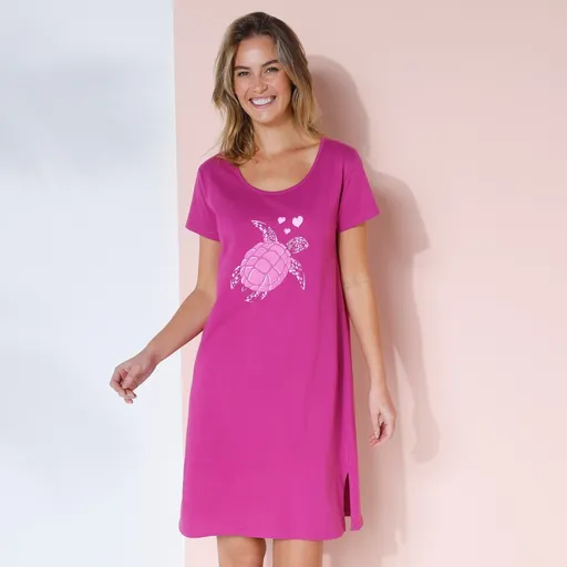 Cămașă de noapte cu mânecă scurtă, cu imprimeu Turtle