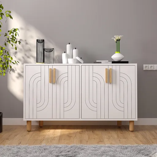 Consola, Hanah Home, Rodney, 120x73.6x29.6 cm, Alb