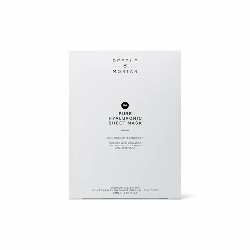 Pestle & Mortar Mască hidratantă cu colagen și ceramide (Pure Hyaluronic Sheet Mask) 3 buc