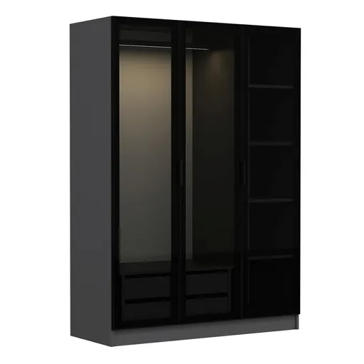 Dulap pentru haine, Hanah Home, Kale Anthracite Black, 135x210x52 cm, Antracit / Negru