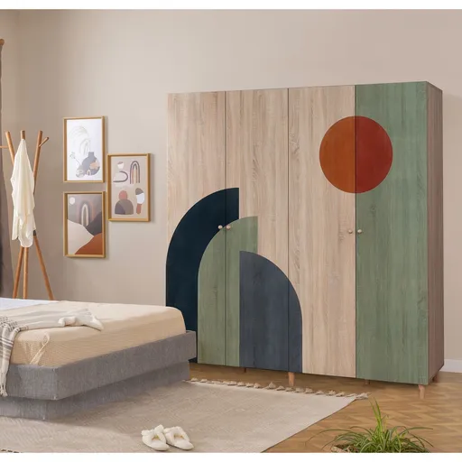 Dulap pentru haine, Hanah Home, Loni 4 -972, 180x192x52 cm, Sonomo