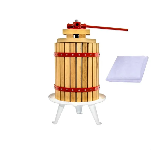 Presa manuala fructe Elefant FP-30, 30 litri, lemn stejar, cu sac filtrare, structura fonta si otel