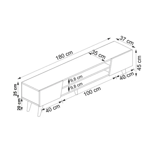 Comoda TV, Hanah Home, Clark, 180x37x45 cm, Nuc / Bej