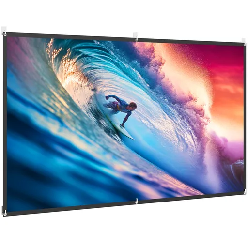 HOMCOM Ecran Proiector 100 Inch 4K/8K HD Format 16:9, Reglabil Manual, Lavabil, Unghi Vizualizare 160°, pentru Acasă, Cinema, Birou, Alb | Aosom Roman