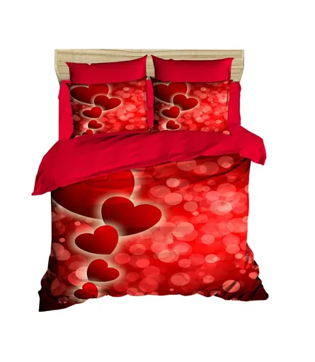 Lenjerie de pat dubla 3 piese, L'essentiel Maison, 182, Rosu