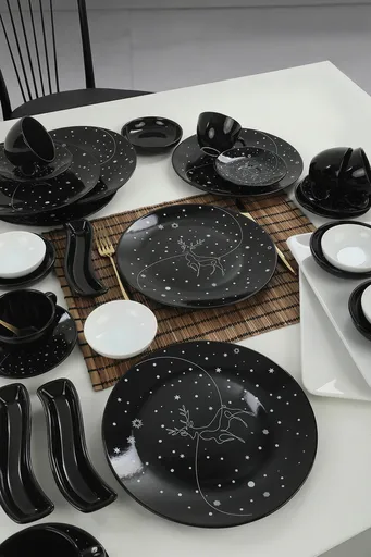 Set de mic dejun, Hermia, 275KRM1612, Antibacterian, Alb/Negru