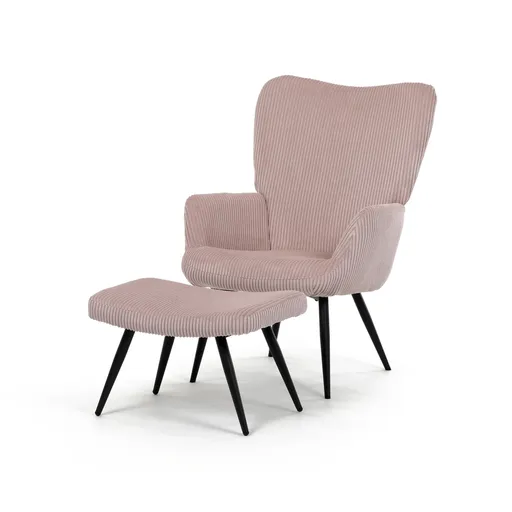 Fotoliu relaxant cu suport pentru picioare L7285PINK6, roz, roz deschis