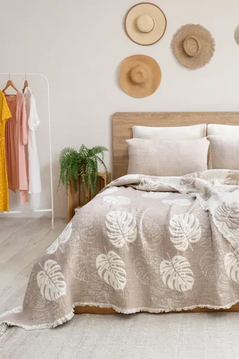 Set cuvertura pique dubla, L'essentiel Maison, Forest, Bej