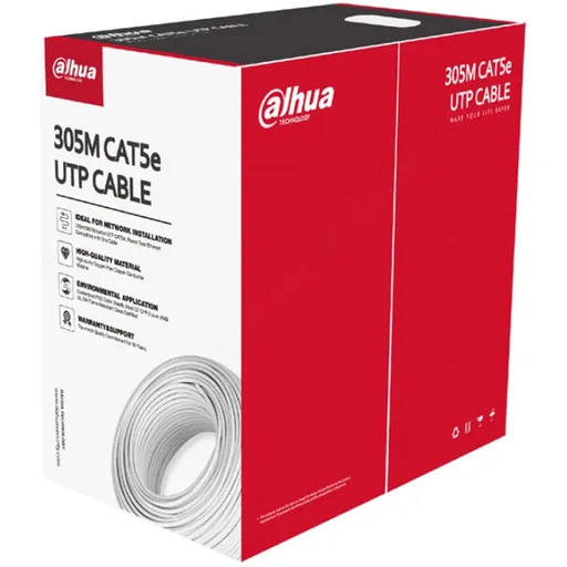 Cablu UTP cupru CAT5E Dahua DH-PFM920I-5EU-C, 305 metri, conductor 0.5mm, long PoE, 24AWG