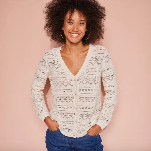 Pulover cu decolteu în V din velur cu nasturi în jos