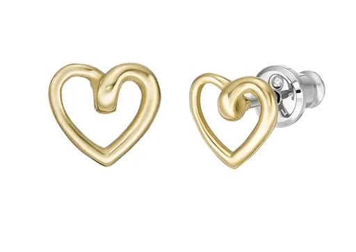 Fossil Cercei frumoși placați cu aur in formă de inimă Sawyer JOF00930710