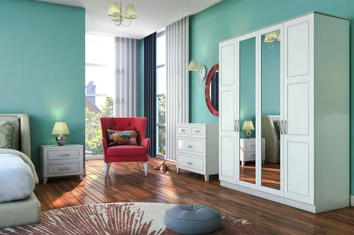 Dulap pentru haine, Hanah Home, Rb-163, 140x184x52 cm, Alb mat