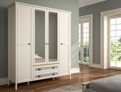 Dulap pentru haine, Hanah Home, FRN-21004, 186.3x215.9x61.1 cm, PAL, Crem / Stejar / Gri