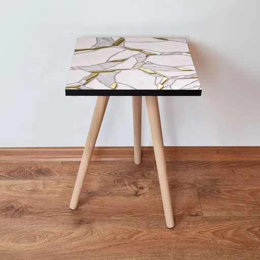 Masuta, Hanah Home, Shp272, 35x42x35 cm, Alb / Auriu / Gri