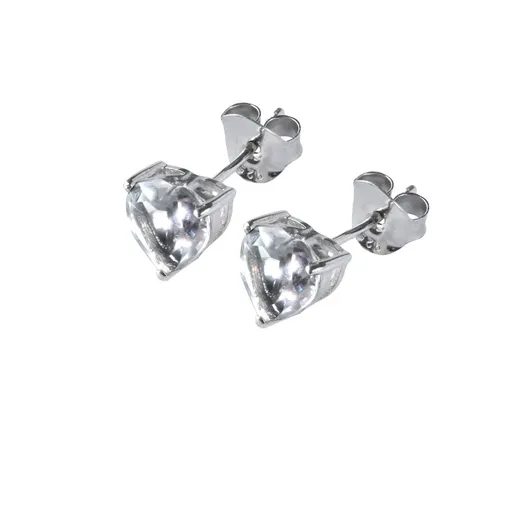 Cercei argintii cu inimă cu cristal