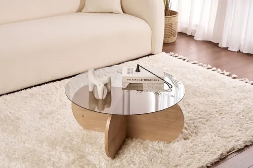 Masuta de cafea, Hanah Home, Aeris, 75x35x75 cm, Stejar Safir / Fume