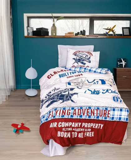 Lenjerie de pat pentru o persoana Young, L'essentiel Maison, Flying v2, Gri