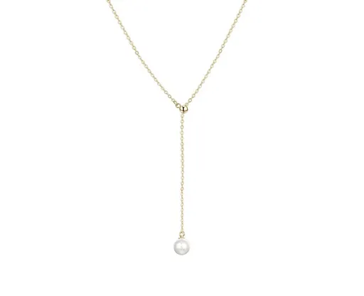 Agato Colier flexibil placat cu aur cu perlă autentică AGT-N003W-P-G