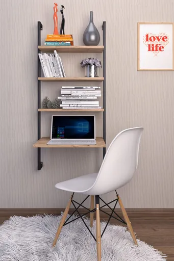 Raft de perete, Hanah Home, Masalı, 49x120x20 cm, Maro / Negru