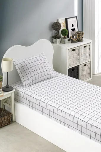 Set de pat pentru o persoana (cearceaf cu elastic si perna) 2 piese, L'essentiel Maison, Artus, Gri