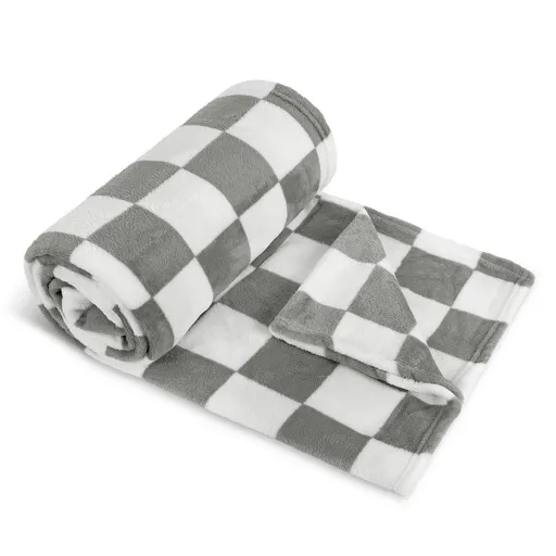 Pătură Bellatex Kemping PLUS carouri pe gri, 150 x 200 cm, gri