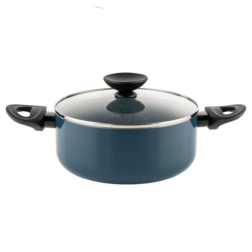 Cratiță Luigi Ferrero Prima FR-2644, 26x12 cm, 5.8 l, Acoperire neaderentă din marmură, Capac din sticlă cu orificiu pentru abur, Inducție, Albastru î