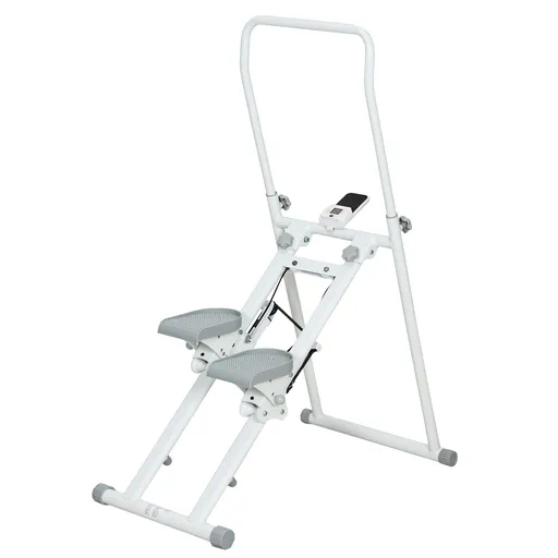 Stepper Vertical SPORTNOW, Fitness Acasă, Pliabil și Compact, Climber Vertical cu Mâner Reglabil, Pedale Antiderapante, Display LCD, Antrenament Cardi